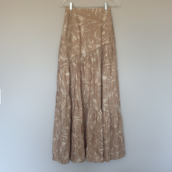 Significant Other Carina Linen Blend Maxi Skirt in Tan/White - 2 - Picture 2 of 4